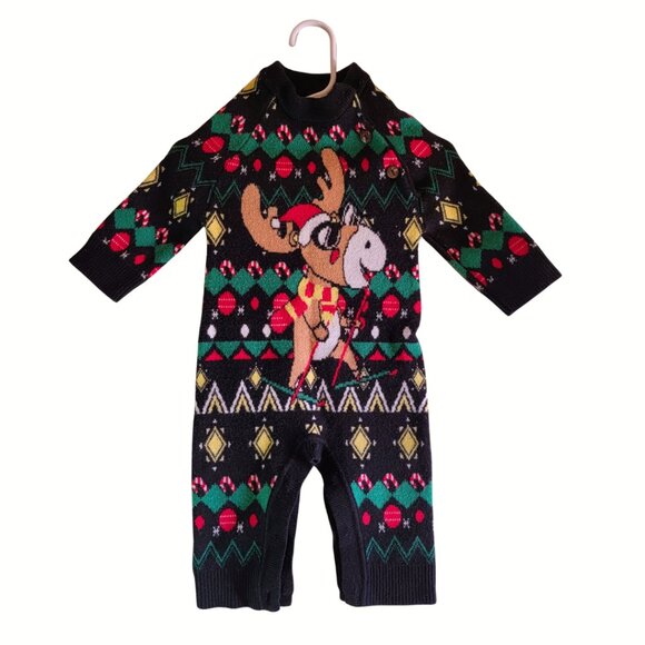 Other - Baby Christmas Sweater | Reindeer Knit Pullover | Black | 0-6M